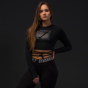 Gymshark Long Sleeve Crop Top - Black